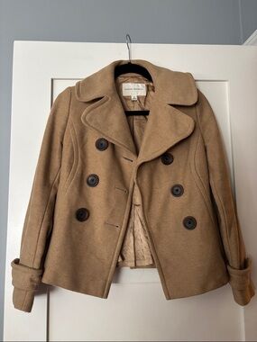 Banana Republic Jacket & Coats Camel Brown Double-Breasted Cropped Peacoat
